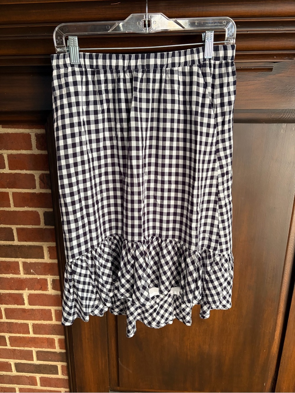 J Crew gingham hi low skirt sz small